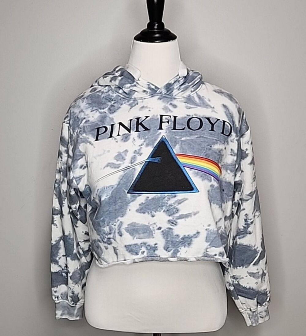 Pink Floyd Cropped Tie Dye Hoodie Sweatshirt Size M